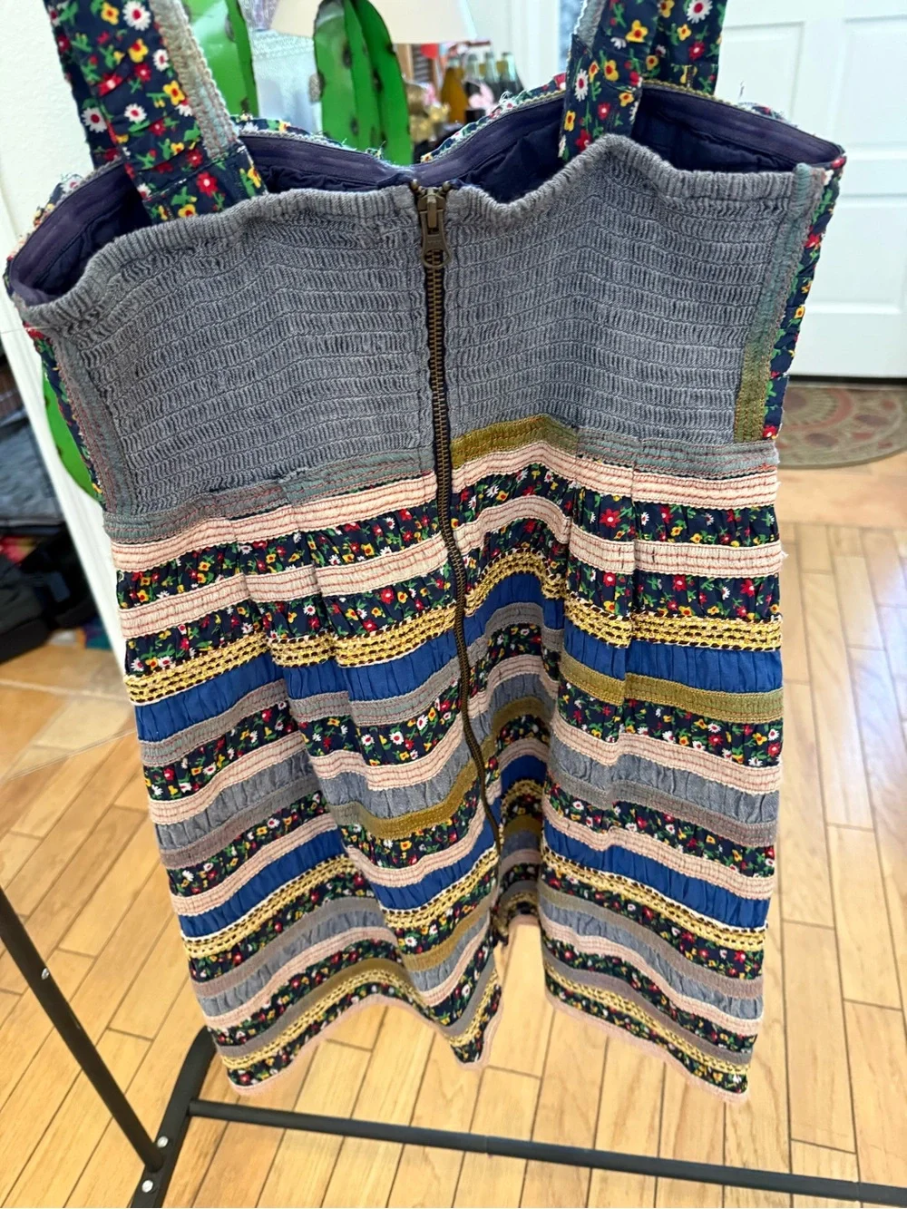 Free People free romantics Striped Embroidered Sweetheart Mini Dress in Blue